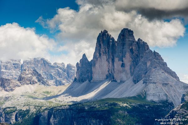 Drei Zinnen, Blick von den Strudelköpfen, Dolomiten, Italien