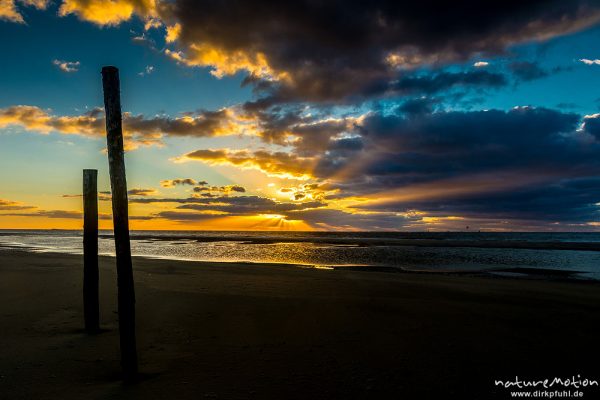 Sonnenuntergang über dem Meer, Hohes Riff, Borkum, Deutschland