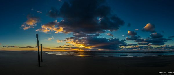 Sonnenuntergang über dem Meer, Hohes Riff, Borkum, Deutschland