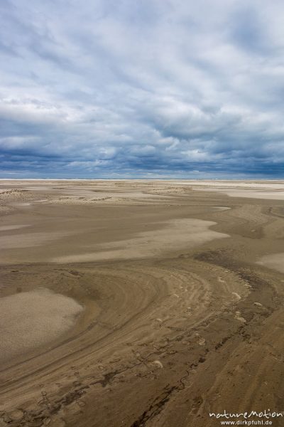 Sandrippel und Regenwolken, Nordstrand, Borkum, Deutschland