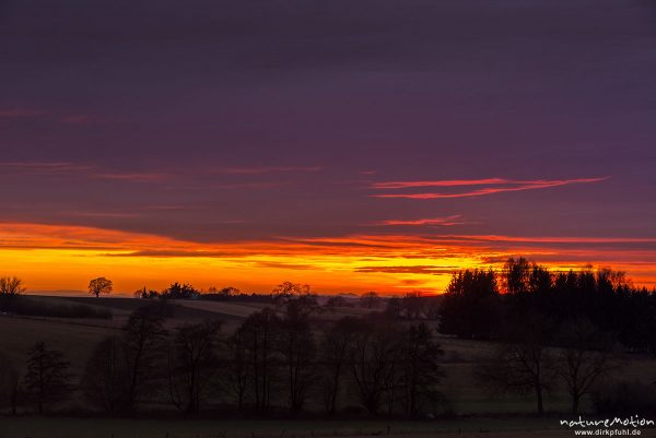 Sonnenuntergang über dem Harzvorland, Herzberg, Deutschland