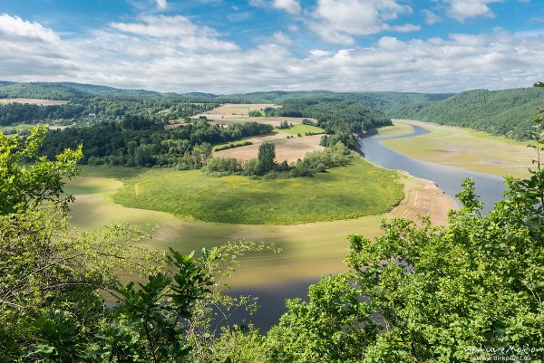 Edersee, sehr niedriger Wasserstand, Blick vom Krüppeleichenstieg, Waldeck, Deutschland