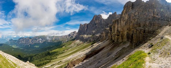 Rosengarten, Rotwand, Schlern, Wolken, Kölner Hütte, Tiers (Südtirol), Italien