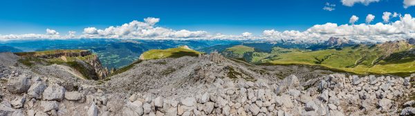Blick vom Petz nach Westen und Norden, Seiseralm (Südtirol), Italien