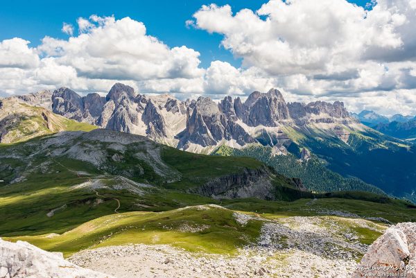 Rosengarten, Blick vom Petz, Seiseralm (Südtirol), Italien