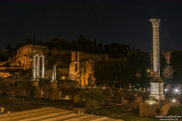 Forum Romanum, bei Nacht, angeleuchtet, Rom, Italien