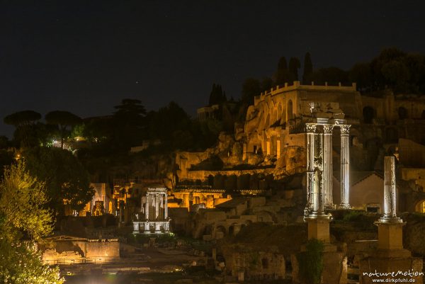 Forum Romanum, bei Nacht, angeleuchtet, Rom, Italien