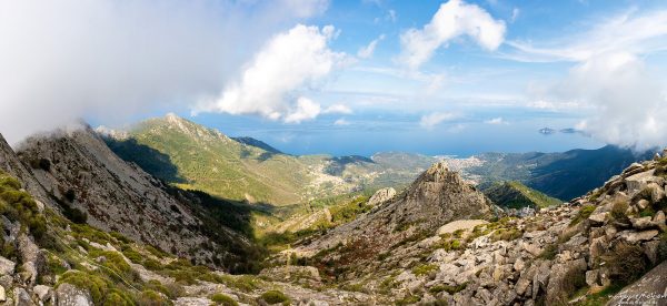 Blick vom Gipfel des Monte Capanne nach Norden, Elba, Italien