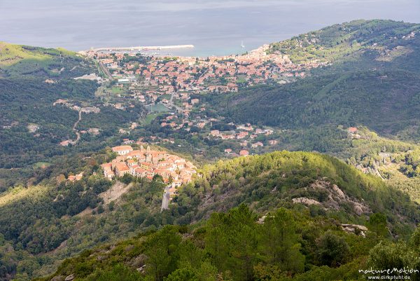 Blick auf Poggio und Marciana Marina, Monte Capanne, Elba, Italien