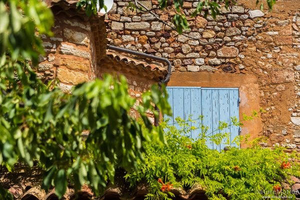 Hausfassade, mit Ockerfarbe gestrichen, Roussillon - Provence, Frankreich