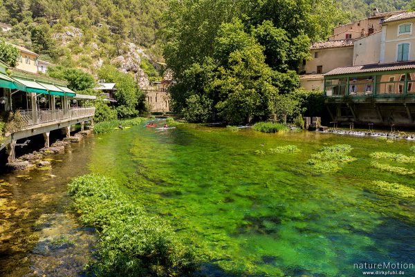 Quellfluss der Sorgue, Paddler, Fontaine-de-Vaucluse, L'Isle-sur-la-Sorgue - Provence, Frankreich