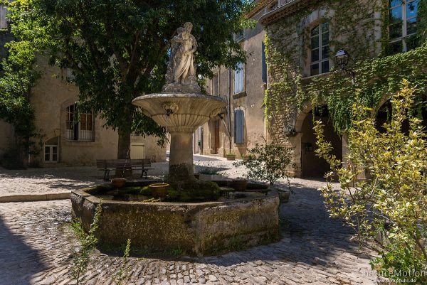 Brunnen auf dem Dorfplatz, Saignon - Provence, Frankreich