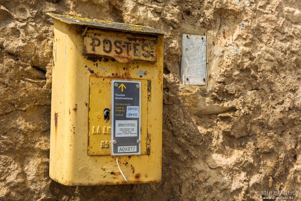 verrosteter Briefkasten, Rieisse, Causses Mejean, La Malene, Frankreich