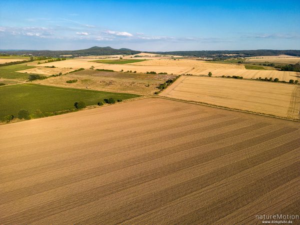 ausgeräumte Agrarlandschaft, abgeerntete Felder, Gleichen, Feldmark südlich Geismar, Göttingen, Deutschland