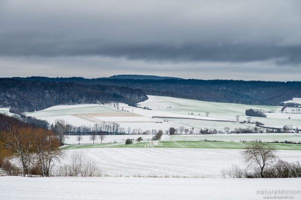 Blick über das Gartetal, Schnee, Göttingen, Deutschland