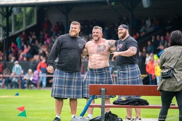 Vorbereitung der Heavies, Highland Games Inverness, Inverness, Schottland
