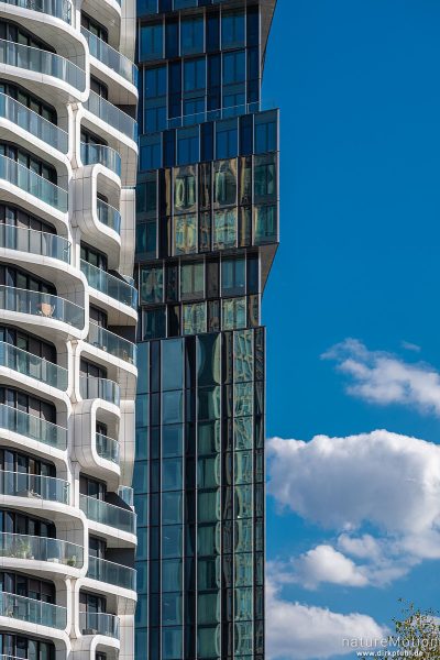 Stadtansichten: Hochhäuser, Fassaden, Gebäudeteile, Skyline Garden, Skyline Plaza, Frankfurt a.M., Deutschland