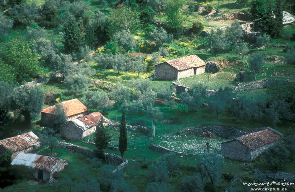Planitero, Häuser schräg von oben, Peloponnes, Griechenland
