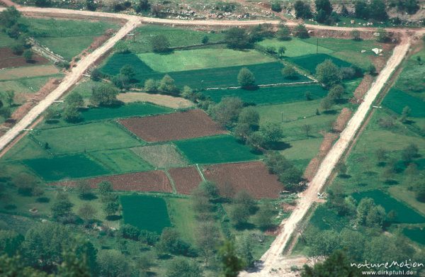 Arkadien, Felder bei Klitoria von oben gesehen, Flickenteppich, Peloponnes, Griechenland