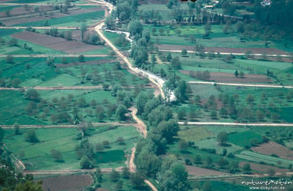 Arkadien, Felder bei Klitoria von oben gesehen, Flickenteppich, Peloponnes, Griechenland