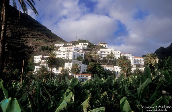 weiße Hausfassaden, Ortsteil Calera, Valle Gran Rey, Gomera, Spanien