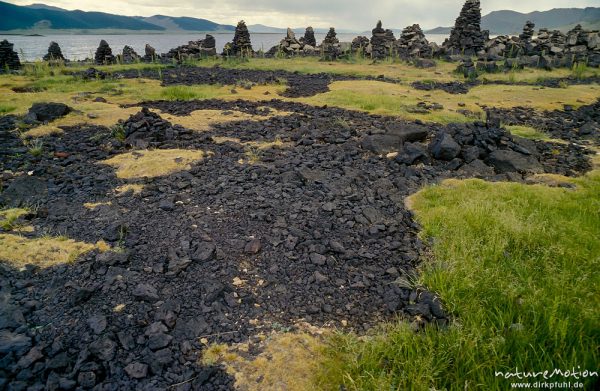 Steinsäulen aus Lava, Vulkan Chorgo, Teijin-Tsagan-Nuur, Mongolei, ,