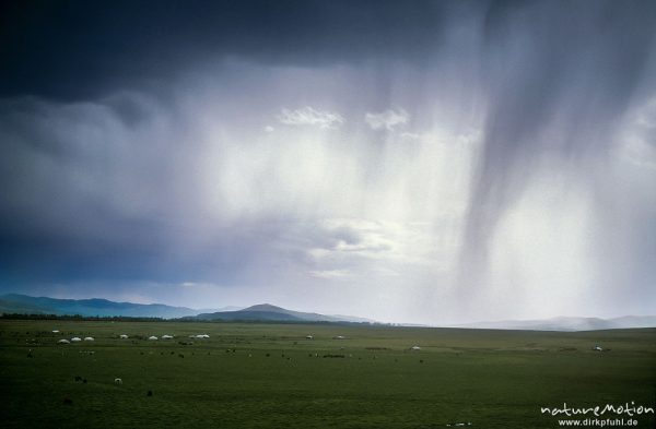 Regenschauer über der Steppe, Changai, Mongolei