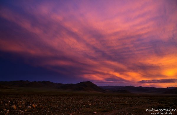 Sonnenuntergang über der Steppe, Altai - Gebirge, Mongolei