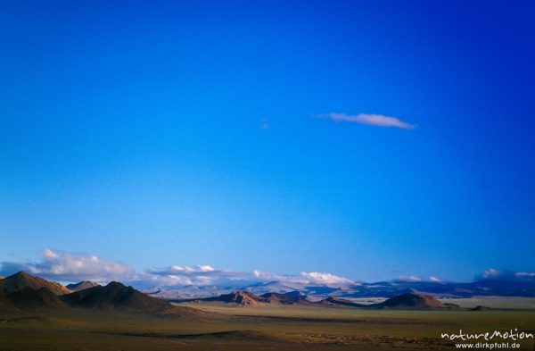 Steppe und Höhenzüge im Abendlicht, Chowd, Mongolei