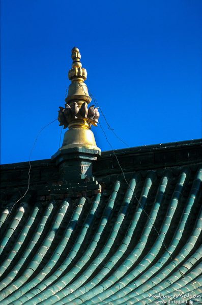 Tempeldach mit vergoldetem Aufsatz, Gandan-Kloster, Ulaanbaatar - Ulan Bator, Mongolei