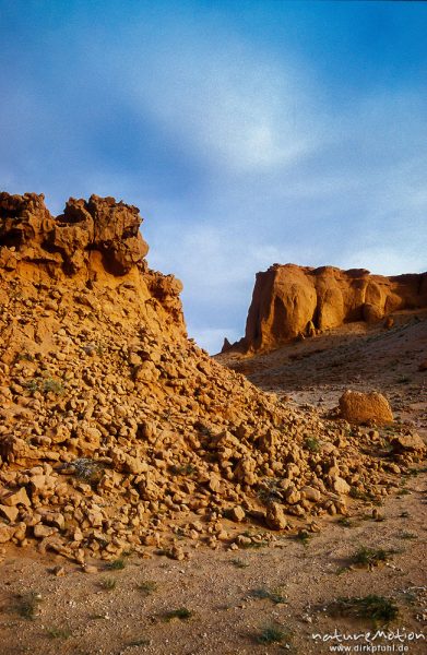 rote Sandsteinfelsen, stark erodiert, Bayanzag, Bayanzag, Mongolei