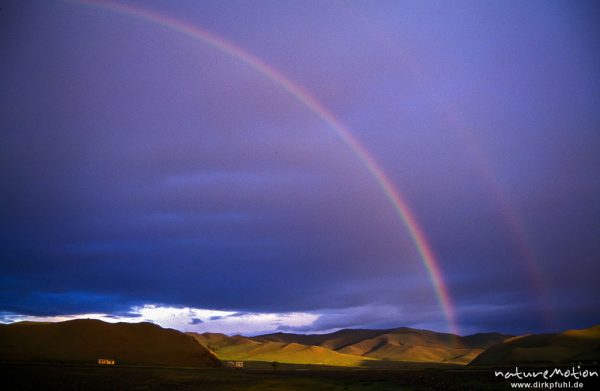 doppelter Regenbogen, Orchon-Fluß, Changai, Mongolei