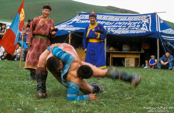 Ringer beim Kampf, der entscheidende Wurf, , Mongolei