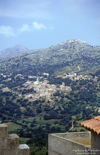 Balagne, Blick von St. Antonio nach Aregno und Cateri, Korsika, Frankreich