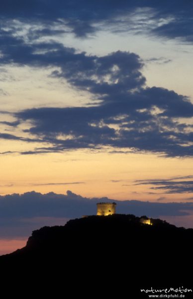 Tour de Campomoro, Genuesenturm, Abendhimmel, Korsika, Frankreich